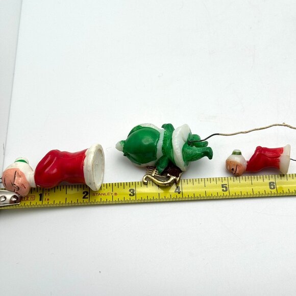 50s Japan Christmas Pixie Elf Figurines 5 Pc Hand-Painted Plastic Ornaments Vtg - Picture 3 of 10